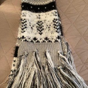 3/$15~Fuzzy Fringe and Rhinestone Scarf